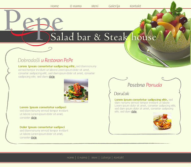HTML website for restaurant Peppe