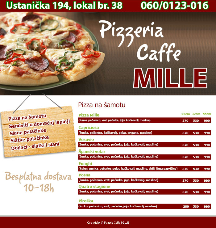 HTML website for Pizzeria Mille